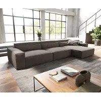 DELIFE Hoekbank Sirpio XL 370x170 cm microvezel Khaki bruin recamiere variabele