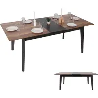 Mendler Eetkamertafel -M57, eettafel, massief hout laminaat melamine 160-200x90cm, uitschuifbaar sheesham hout look, donkere poten
