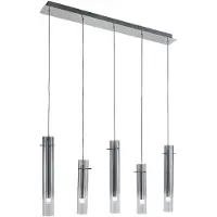 LUCANDE Glazen hanglamp Korvitha, dimbaar, alu / grijs / zink, Woon-/ Eetkamer, Glas, Modern, hanglamp