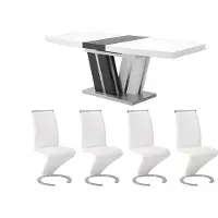 Vente-unique Tafelset NOAMI + 4 stoelen TWIZY - Wit en grijs