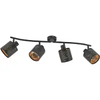 LINDBY Iolyn plafondspot, 4-lamps Iolyn, dimbaar, zwart, Woon-/ Eetkamer, Kunststof, Jong wonen, buitenspot