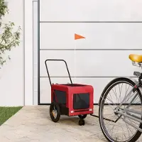 Prolenta Maison Exclusive - Fietsaanhanger voor honden, rood en zwart. Gemaakt van Oxford-stof en metaal