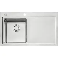 NABER 1014041 Spoelbak CORNO ORA met wasbak aan de linkerkant en bediening met drukknop / Geschikt voor een kast van 45 cm breed / Roestvrij staal
