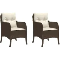vidaXL Tuinstoelen 2 st met kussens poly rattan bruin