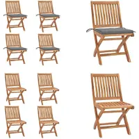 vidaXL Tuinstoelen 4 st inklapbaar met kussens massief teakhout - Tuinstoel - Tuinstoelen - Buitenstoel - Buitenstoelen