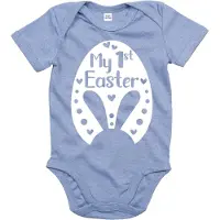 Babybugz Baby Romper My 1st Easter – Blauw Eerste Pasen Rompertje – 100% Katoen – Paas Outfit Baby – 0 tot 3 maanden