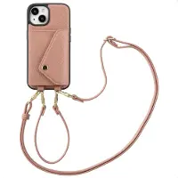 Selencia Sera Telefoonhoes met Koord en Envelop Pashouder voor de Apple iPhone 15 - Old Pink