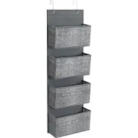 Songmics Hangende organizer, opbergoplossing, hangende plank met 4 vakken, geschikt voor de deur, slaapkamer, kantoor, garderobe, 33,5 x 12 x 100 cm, grijs gemêleerd, modelnummer RDH004G11