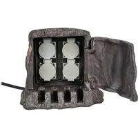 Heitronic 4-voudige stroomverdeler Boomstronk voor buiten Baumstumpf, bruin / roest, Kunststof
