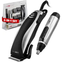 Clatronic Haarverzoringsset met neus- en baardtrimmer | 3 - 12 mm | Traploos instelbare snijlengtes | Roestvrijstalen snijkop | HSM 3441 NE