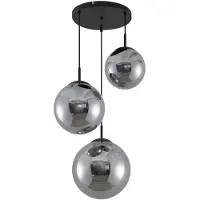 LINDBY Glazen hanglamp Teeja, dimbaar, alu / grijs / zink, Woon-/ Eetkamer, Glas, Vintage, hanglamp