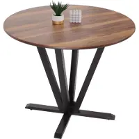 Mendler Bistrotafel -M56, eettafel, massief hout HPL laminaat melamine Ø92cm, sheesham hout look, donker frame