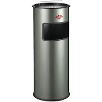 Wesco Staande Asbak met zeef zonder inzet | 30 Liter | Metaal - Nieuwzilver | Afvalbak met Asbak Staand - Made in Germany