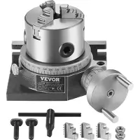 Vevor 4''/100mm horizontale verticale freesmachine draaitafel met 3,1''/80mm 3-klauwplaat en M10 T-boutmoeren voor freesmachine indexeergereedschappen