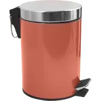 MSV Prullenbak/pedaalemmer - metaal - terracotta - 3 liter - 17 x 25 cm - Badkamer/toilet - Pedaalemmers