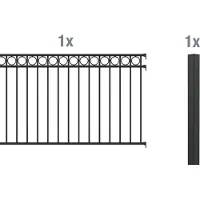 Alberts Metalen hek Uitbreidingsset Circle Hoogte: 100 en 120 cm, breedte: 200 cm, om in beton te verankeren