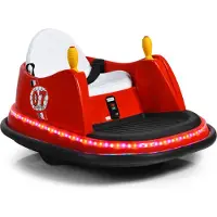 Costway Kinderbotsauto 6V Rood 57 x 75 x 42 cm – Elektrische Rijden op Botsauto met Zwaailichten en Muziek