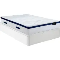Vente-unique Bedset 140 x 190 cm - Witte bedbodem met opbergruimte + hybride matras met pocketveren - MARQUIS van PALACIO