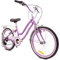 Sun baby Heart Bike Fiets voor een meisje van 6 tot 10 jaar, 20 inch Paars, 6 versnellingen Shimano, kinderfiets in hoogte verstelbaar
