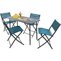 VCM 5-delige bistroset eettafel tuinset balkonset stoel opvouwbare tafel tuin camping Sumila