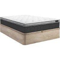 Vente-unique Set 160 x 200 cm bedbodem met opbergruimte lichte houtlook + hybride matras met pocketveren en ingebouwde tophybride matras dikte 30 cm - GAMIANI van YSMÉE