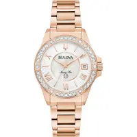Bulova Marine Star Dames Horloge Roze Goud 98R295