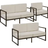 TecTake - Tuin-loungeset Comosa - Voor 5 personen - Tuinset - 2 loungebanken en tuin fauteuil - Waterafstotende en ultradikke zit-en rugkussens - Draagkracht 120kg per zitplaats - Bruin/beige
