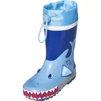 Playshoes Regenlaarzen 'Hai' blauw / lichtblauw / rood / wit