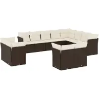 vidaXL 12-delige Loungeset met kussens poly rattan bruin