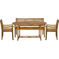 Möbilia Zitgroep 1 x uitschuifbare tafel + 2 x stoelen + 1 x bank naturel acacia