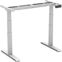 Worktrainer - Updesk Pro Zit Sta Bureau - Hoogte 58 - 123 cm - Breedte 120 - 200 cm - Elektrisch Frame - In hoogte verstelbaar Bureau Onderstel - Zilver - Met Geheugenfunctie
