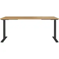 Germania Hoogteverstelbaar Zit-sta-bureau Metaal, spaanplaat Eiken, zwart T-Voet 1,800 x 800 x 1,200 mm