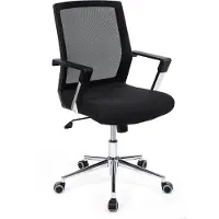 Songmics Bureaustoel met mesh rugleuning en wipfunctie, Zwart