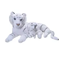Wild republic knuffel Tijger 76 cm pluche wit/zwart 2 delig
