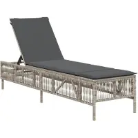 vidaXL Ligbed met kussen poly rattan lichtgrijs