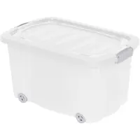 OCZ Opberg box/doos met wieltjes - kunststof - 60 x 39 x 32 cm - met deksel - opruimen - organiseren