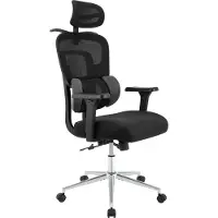 CLP Ergonomische Bureaustoel Lothenda - voor volwassenen - 3D-armleuningen - hoofdsteun - draaistoel tot 150 kg - zwart