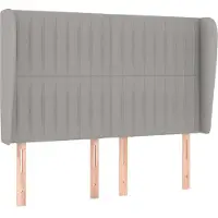 vidaXL Hoofdbord met randen 147x23x118/128 cm stof lichtgrijs