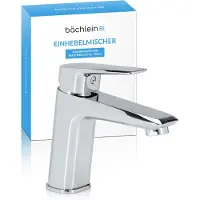 Bächlein Badkamerkraan In Klassieke Look, Ééngreeps Mengkraan Met Duurzaam Keramisch Cartouche, 2 Aansluitslangen En Installatiesleutel, Badkamerkraan Chroom