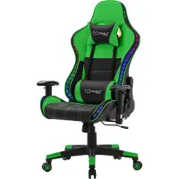 ML-Design Gamestoel Xana met RGB-verlichting en Bluetooth speakers | kunstleer groen 66x132x68 cm gamestoelen | NADUVI