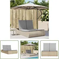 The Living Store Lounge Bed - Ligbed - Ligbed 2-persoons met kussens poly rattan beige - Tuinset - Buitendecoratie - Relaxen