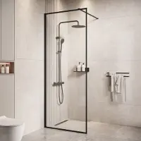 Badplaats Douchewand georgia 50 x 200 cm zwart – inloopdouche 8 mm
