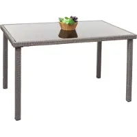 Mendler Poly-Rattan tuintafel HWC-G19, balkon- of tuintafel, 120x75 cm grijs