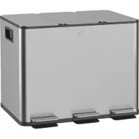 HOMCOM Vuilnisbak Roestvrij staal, Kunststof 61,9L x 36,6B x 56,7H cm Zilver