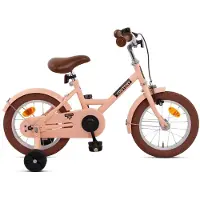 Nogan Dutchy Kinderfiets 14 Inch - Met Zijwieltjes - Verstelbaar Stuur & Zadel - Terugtraprem & V-Brake - Mat Roze