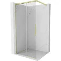 Mexen Rox douchewand Walk-in 115 x 200 , transparant 8 mm, goud geborsteld - 8C2-115-003-55-00