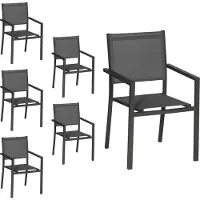 Happy Garden Set van 6 aluminium stoelen antraciet - grijs textilene