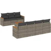 vidaXL 8-delige tuinmeubelset met kussens, grijs, polyrotan