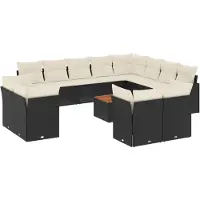vidaXL 13-delige Loungeset met kussens poly rattan zwart