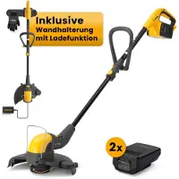Stiga accu-grastrimmer, inclusief 2x 20V accu en wandhouder met laadfunctie | Tuin-trimmer | Grasmaaier met draad | Accu-maaier | Telescopische steel en extra handgreep
